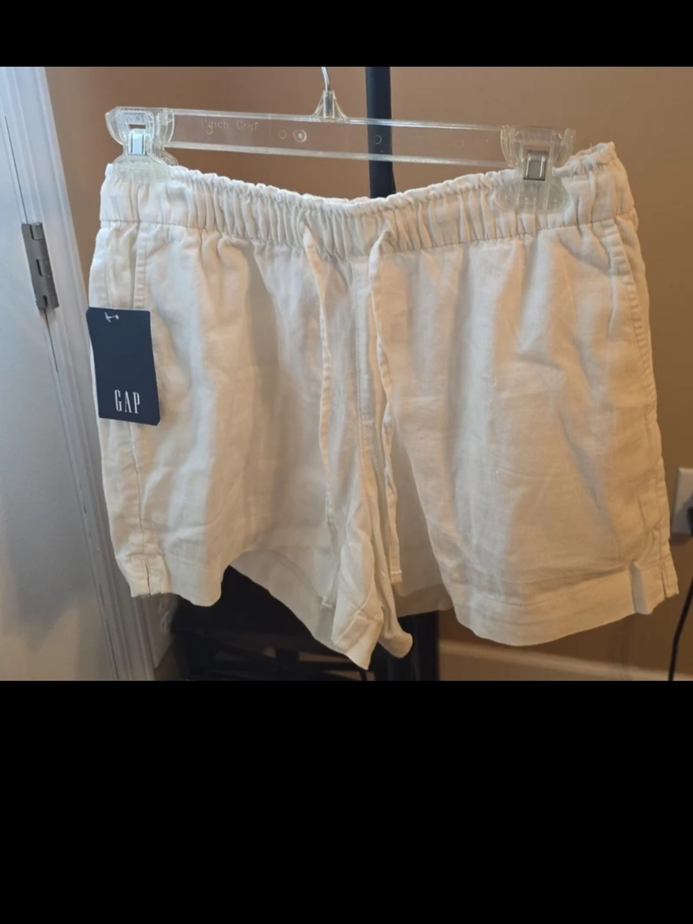 GAP Women's White Elastic-Waist Linen-Blend Shorts M-L